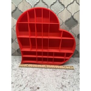 Trinket Shelf Tray Heart Shaped Display Red Valentines Day Miniatures Minis 11"